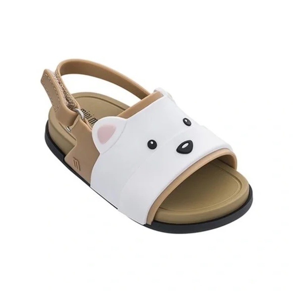 Mini Melissa White and Tan Bear Sandals for Kids